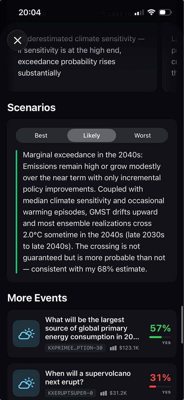 Best, likely, and worst scenarios — mapped before resolution.